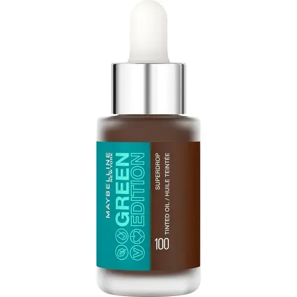 100 : Fond de Teint Huile Teintée Visage Superdrop Green Edition Tinted Oil de Maybelline New-York