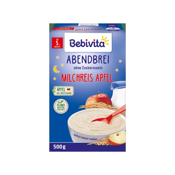 Abendbrei Milch Milchreis mit Apfel ab dem 5. Monat, 500 g