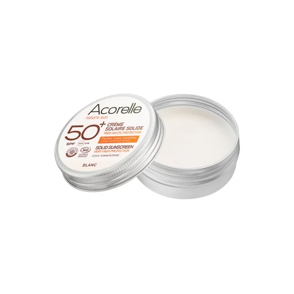 Acorelle Crème Solaire Solide SPF50+ Bio 20 g - Teinte : Blanc