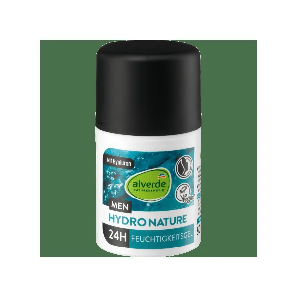 alverde MEN Gesichtsgel Hydro Nature 24h Hyaluron, 50 ml