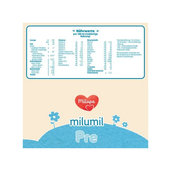 Anfangsmilch Pre Milumil von Geburt an, 800 g