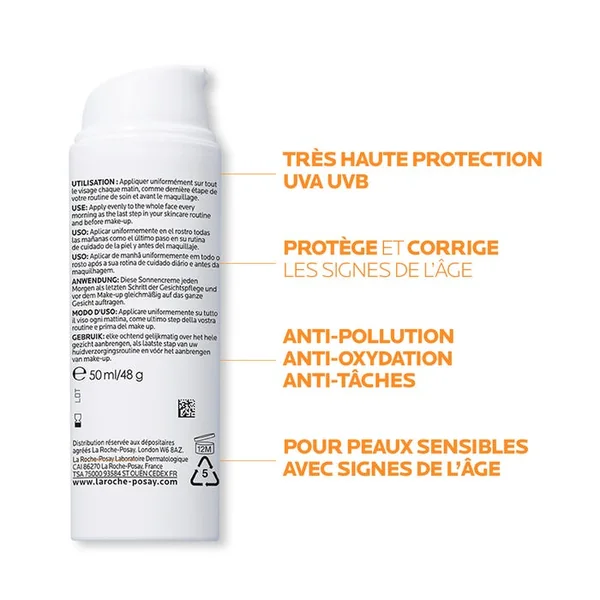 ANTHELIOS AGE CORRECT - SPF50 Soin Solaire Quotidien Photocorrection Anti-rides Anti-tâches, 50ml