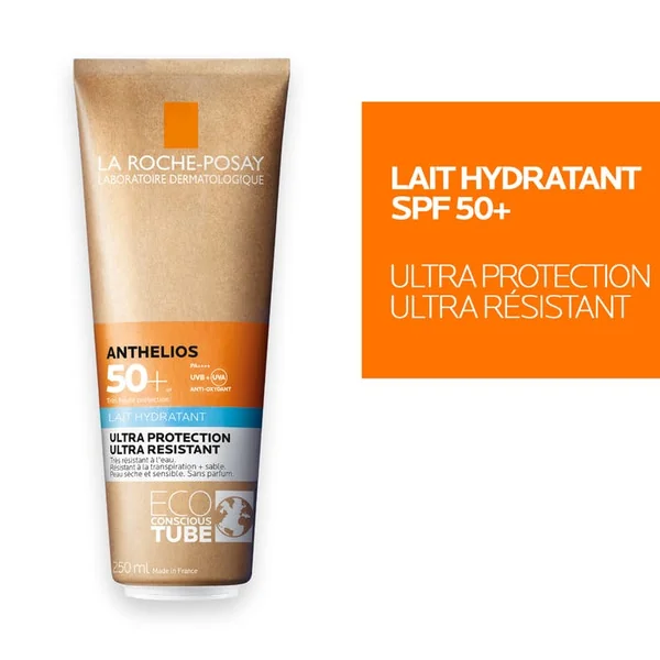 ANTHELIOS - SPF50+ Lait Solaire Hydratant Corps Eco-Conçu - Peaux Sensibles et Sèches, 250ml