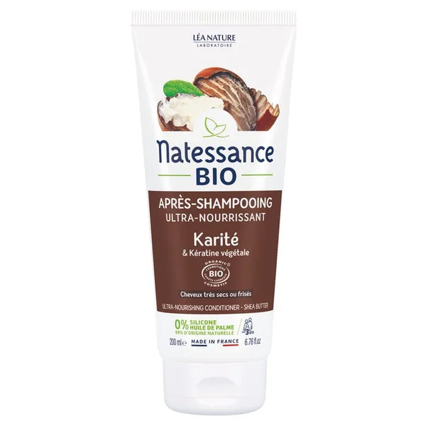 Après-Shampoing Ultra-Nourrissant Bio et Kératine Végétale - Cheveux Très Secs ou Frisés, 200ml