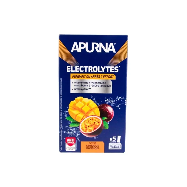 Apurna Electrolytes Pendant ou Après l'Effort 5 Sachets - Goût : Mangue Passion