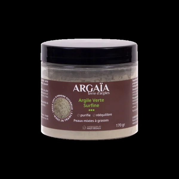 Argaia Argile Verte Surfine En Poudre Purifiante & Rééquilibrante, 170G