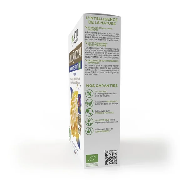 ARKOROYAL - Immunité Fort Bio, Gelée Royale, Propolis, 20 Ampoules de 10ml