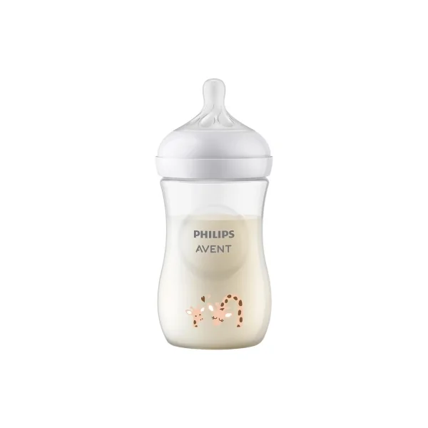 Avent Natural Response Biberon avec Motif 260 ml 1 Mois et + - Modèle : Girafe