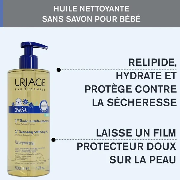 BEBE - 1ère Huile Lavante Protectrice - Visage, Corps et Cheveux - Tous Types de Peaux, 500ml