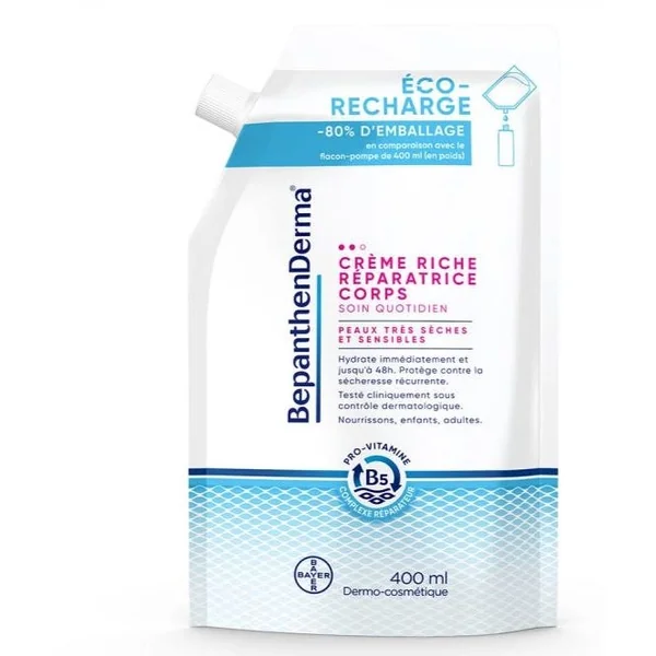 BEPANTHEN DERMA - Crème Riche Réparatrice Corps Eco-Recharge, 400ml