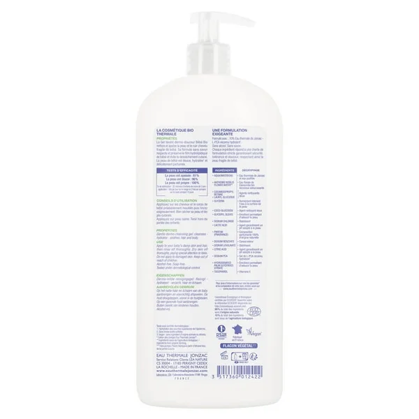 BÉBÉ - Gel Lavant Dermo-Douceur Bio - Cheveux et Corps, 1L