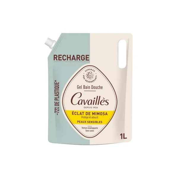 Cavaillès Gel Bain Douche Peaux Sensibles Éclat de Mimosa Éco-Recharge 1 L