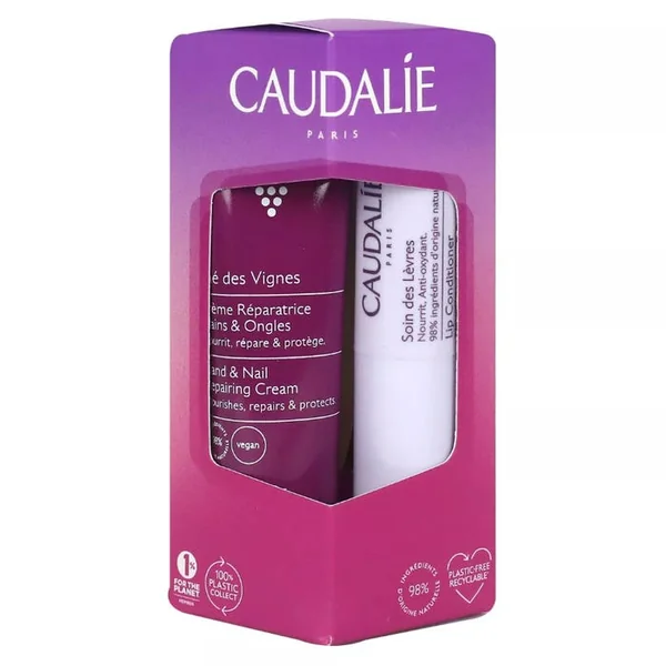 COFFRET - Duo Hydratation Thé des Vignes - Crème Réparatrice Mains et Ongles 30ml + Stick Soin des Lèvres 4,5g