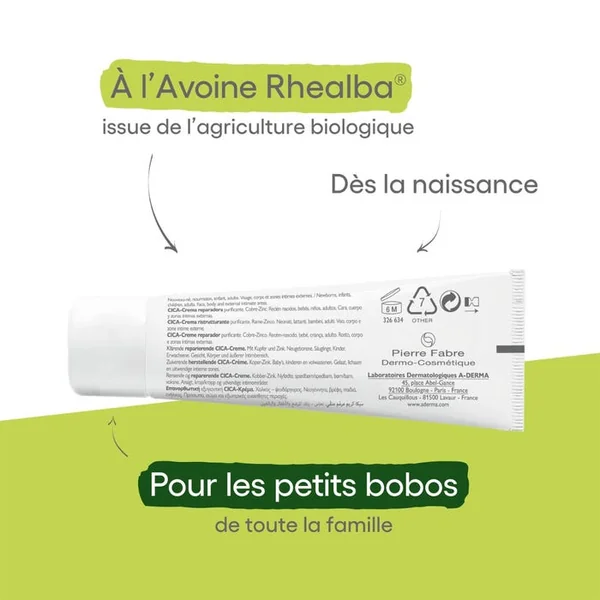 DERMALIBOUR+ - CICA-Crème Réparatrice Assainissante - Visage et Corps - Peaux Irritées, 50ml
