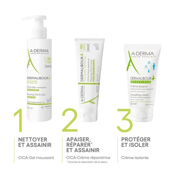 DERMALIBOUR+ - CICA-Crème Réparatrice Assainissante - Visage et Corps - Peaux Irritées, 50ml