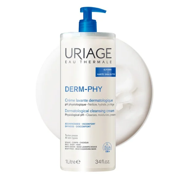 DERM-PHY - Crème Lavante Dermatologique - Visage, Corps et Cheveux - Tous Types de Peaux, 1L