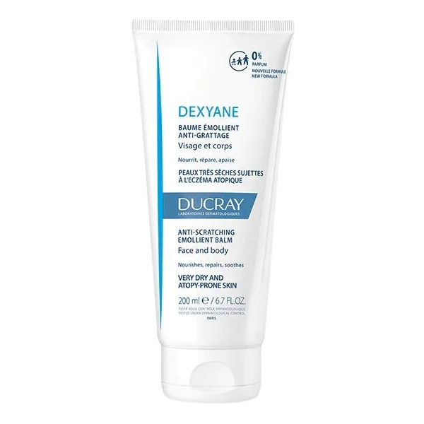 DEXYANE - Baume Emollient Anti-Grattage Visage et Corps - Peaux Très Sèches Sujettes à l'Eczéma Atopique, 200ml