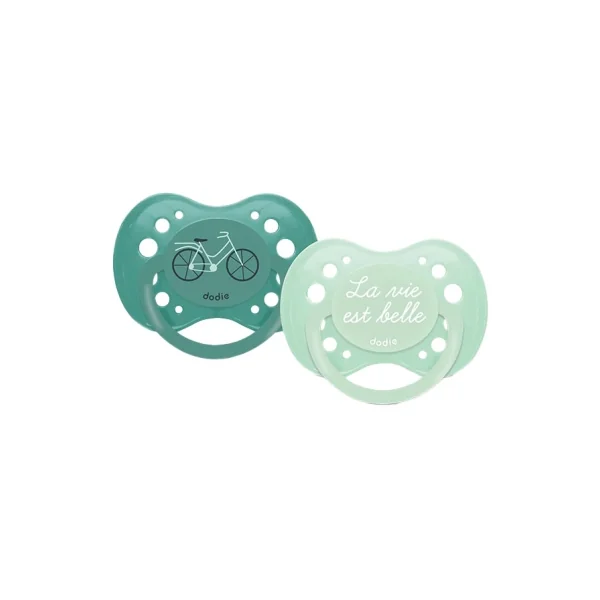 Dodie 2 Sucettes Anatomiques Silicone 18 Mois et + N°A88 - Modèle : Vélo & La vie est belle