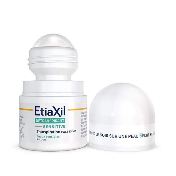 Déodorant Détranspirant Sensitive - Traitement Transpiration Excessive - Peaux Sensibles - Roll-On, 2x15ml