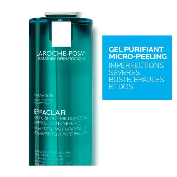 EFFACLAR - Gel Purifiant MicroPeeling Imperfections Sévères - Visage, buste, épaule & dos, 400ml
