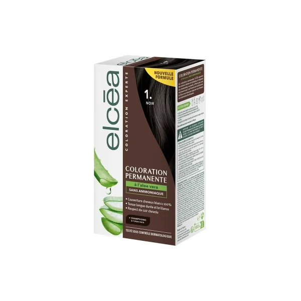 Elcéa Coloration Permanente à l'Aloe Vera 122 ml - Coloration : 1. Noir