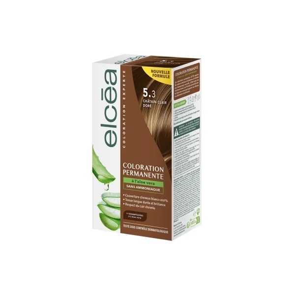 Elcéa Coloration Permanente à l'Aloe Vera 122 ml - Coloration : 5.3 Châtain Clair Doré
