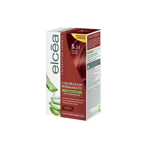 Elcéa Coloration Permanente à l'Aloe Vera 122 ml - Coloration : 5.54 Acajou Cuivré