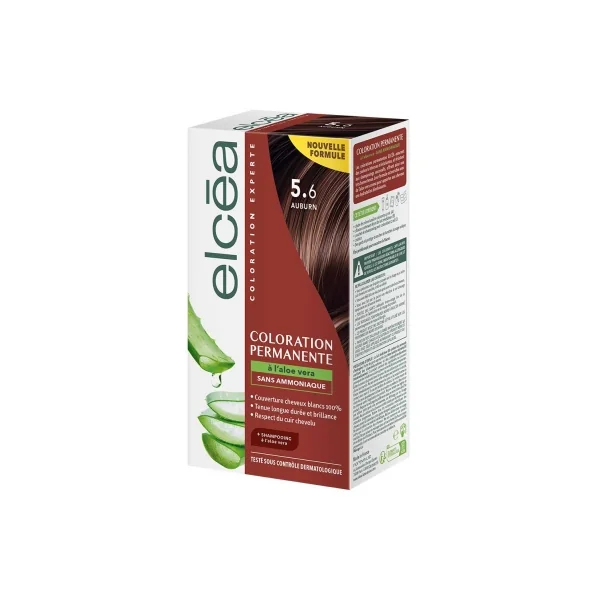 Elcéa Coloration Permanente à l'Aloe Vera 122 ml - Coloration : 5.6 Auburn
