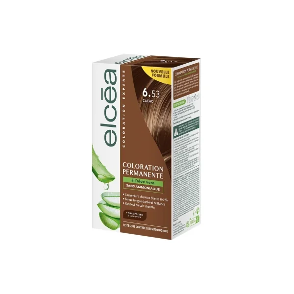 Elcéa Coloration Permanente à l'Aloe Vera 122 ml - Coloration : 6.53 Cacao