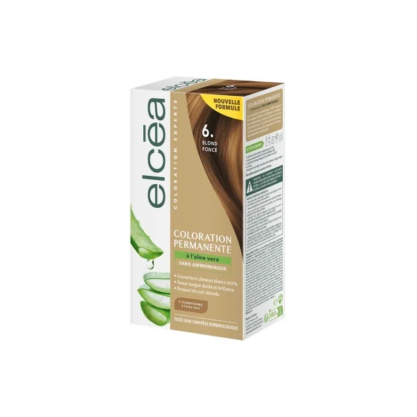 Elcéa Coloration Permanente à l'Aloe Vera 122 ml - Coloration : 6. Blond Foncé