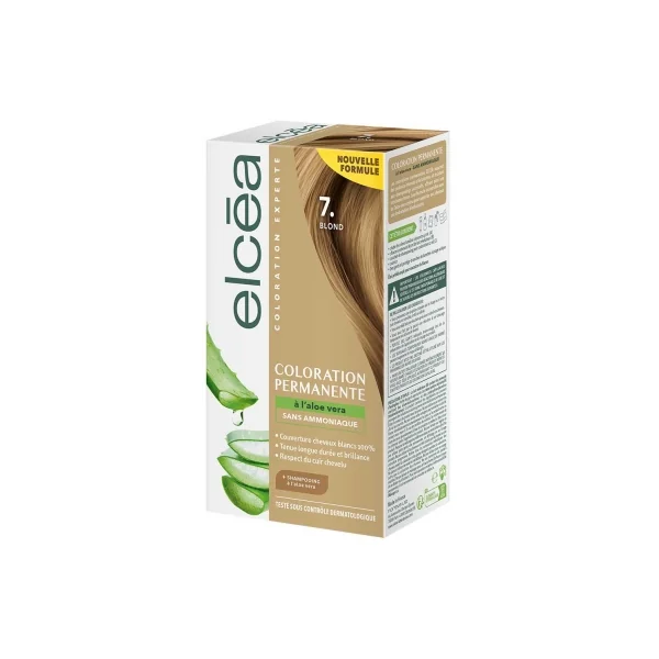 Elcéa Coloration Permanente à l'Aloe Vera 122 ml - Coloration : 7. Blond
