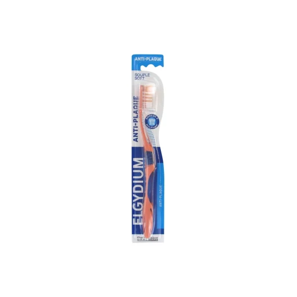 Elgydium Anti-Plaque Brosse à Dents Souple - Couleur : Orange