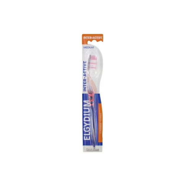 Elgydium Brosse à Dents Inter-Active Médium - Couleur : Rose