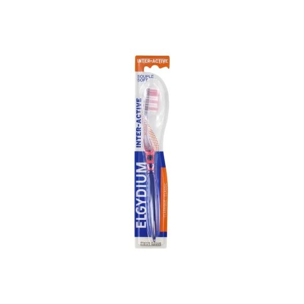 Elgydium Brosse à Dents Inter-Active Souple - Couleur : Rose