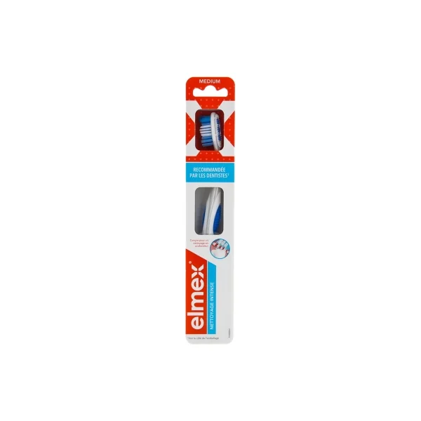 Elmex Nettoyage Intense Brosse à Dents Medium - Couleur : Bleu Foncé