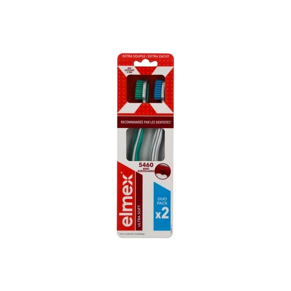 Elmex Ultra Soft 2 Brosses à Dents Ultra Souple - Couleur : Vert / Bleu