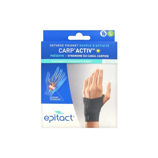 Epitact Orthèse Poignet Souple d'Activité Carp'Activ Main Gauche - Taille : Taille L