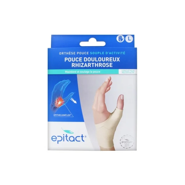 Epitact Orthèse Pouce Souple d'Activité Pouce Douloureux Rhizarthrose Main Gauche - Taille : L