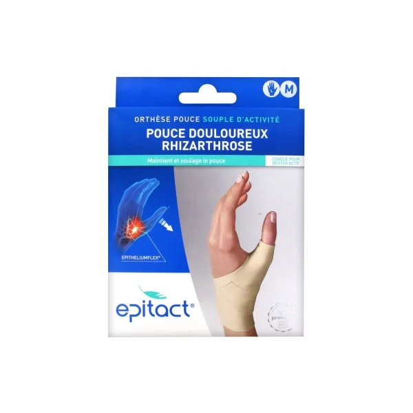 Epitact Orthèse Pouce Souple d'Activité Pouce Douloureux Rhizarthrose Main Gauche - Taille : M