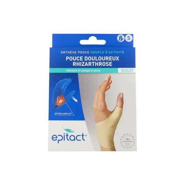 Epitact Orthèse Pouce Souple d'Activité Pouce Douloureux Rhizarthrose Main Gauche - Taille : S