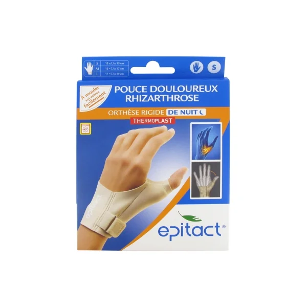 Epitact Orthèse Rigide de Nuit Pouce Douloureux Main Gauche - Taille : S