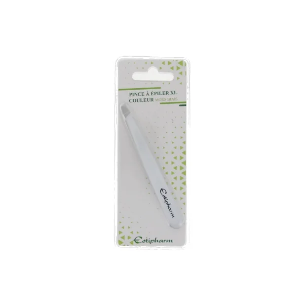 Estipharm Pince à Épiler XL Couleur Mors Biais - Couleur : Blanc