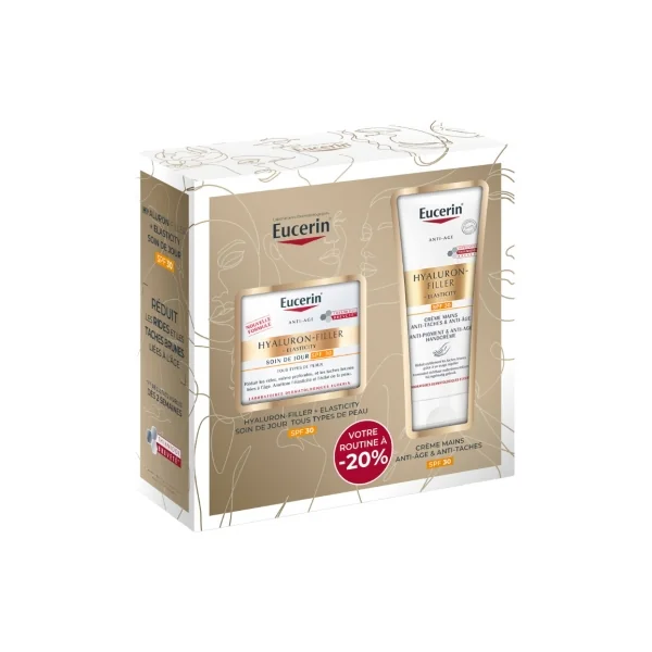 Eucerin Hyaluron-Filler + Elasticity Soin de Jour SPF30 50 ml + Crème Mains Anti-Taches & Anti-ge SPF30 75 ml