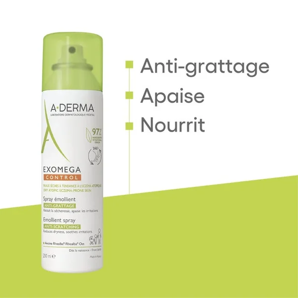 EXOMEGA CONTROL - Spray Émollient Anti-Grattage - Visage et Corps - Peaux Sèches à Tendance Atopique, 200ml