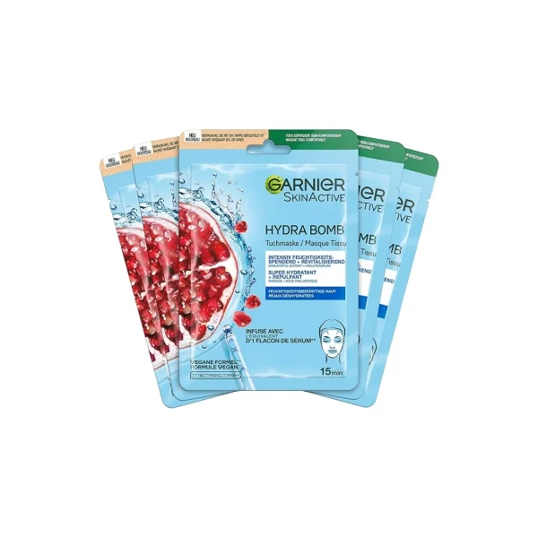 Garnier SkinActive Hydra Bomb Masque en Tissu Super Hydratant Repulpant Lot de 5 x 28 ml