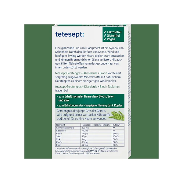 Gerstengras + Kieselerde + Biotin Tabletten, 30 St