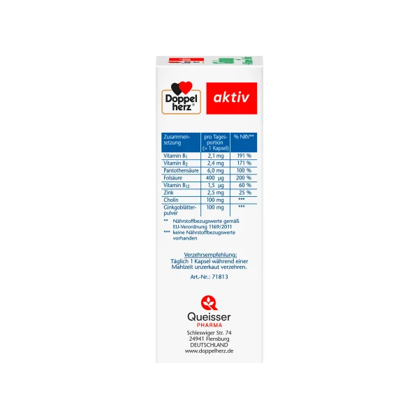 ginkgo + B-Vitamine + Cholin Kapseln 40 St, 22,4 g
