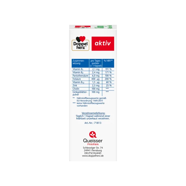 ginkgo + B-Vitamine + Cholin Kapseln 40 St, 22,4 g