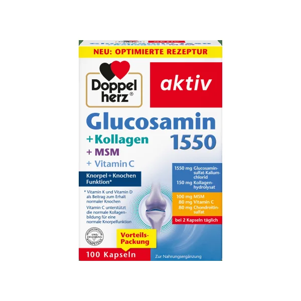 Glucosamin 1600 + Kollagen + MSM + Vitamin C 100-stk