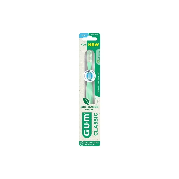 GUM Brosse à Dents Classic 409 - Couleur : Vert d'Eau